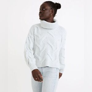 Madewell Somervell Modern Cable Turtleneck Sweater Iceberg Blue